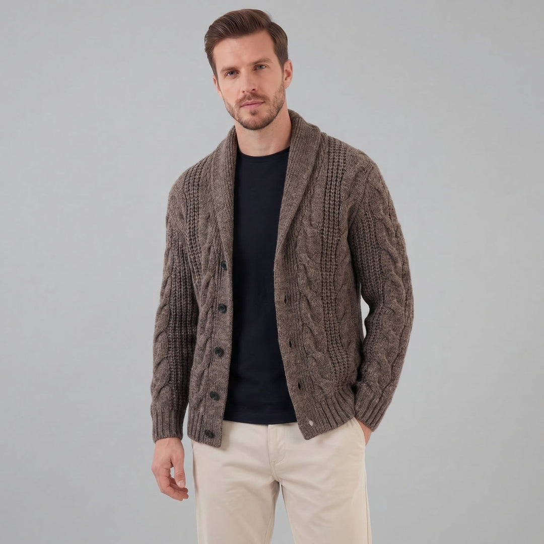 Silas | Warm Wool Knitted Cardigan for Men's Layering