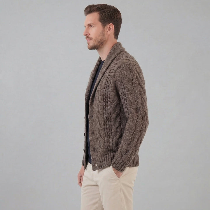 Silas | Warm Wool Knitted Cardigan for Men's Layering