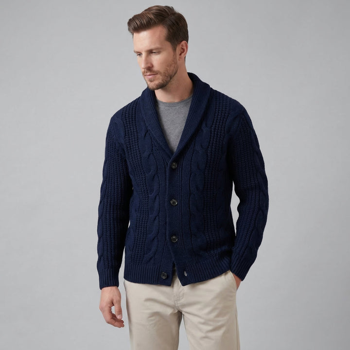 Silas | Warm Wool Knitted Cardigan for Men's Layering
