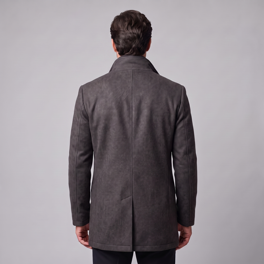 Ivor | Sharp Wool-Look Stand Collar Overcoat