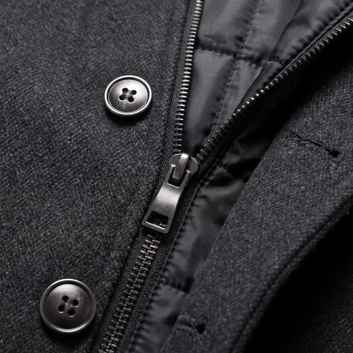 Ivor | Sharp Wool-Look Stand Collar Overcoat
