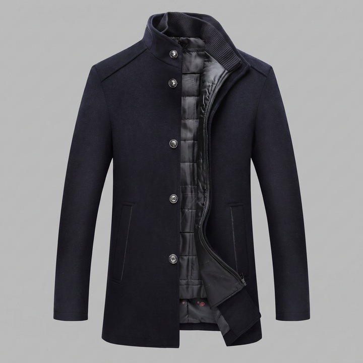 Ivor | Sharp Wool-Look Stand Collar Overcoat