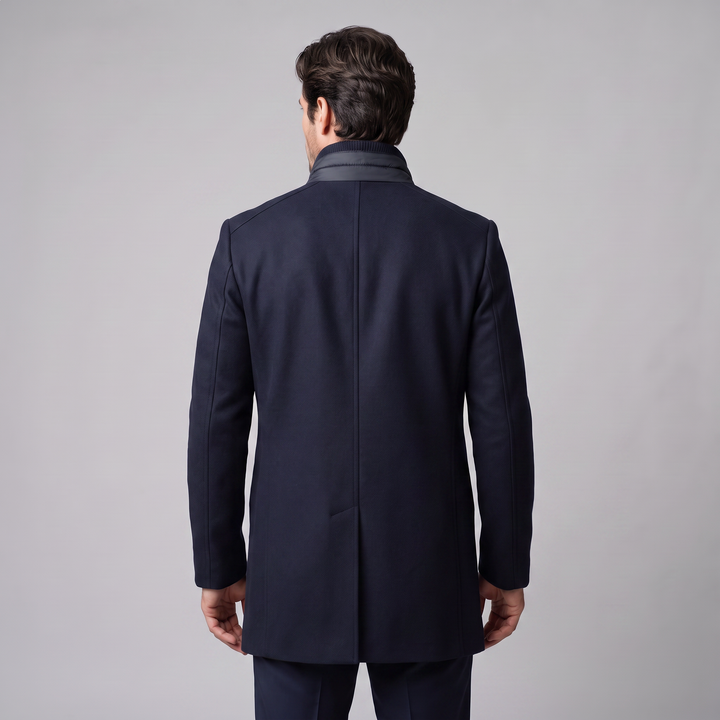 Ivor | Sharp Wool-Look Stand Collar Overcoat
