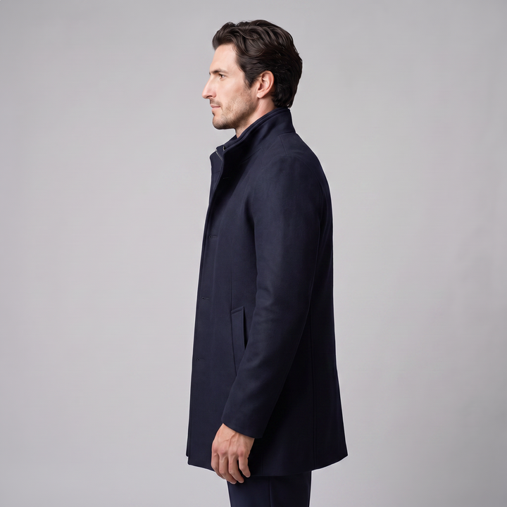 Ivor | Sharp Wool-Look Stand Collar Overcoat