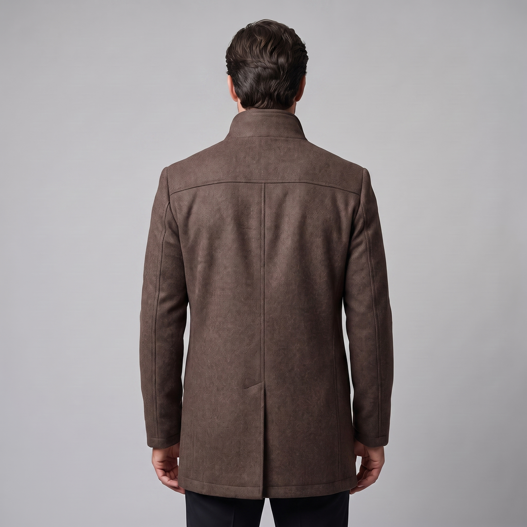 Ivor | Sharp Wool-Look Stand Collar Overcoat