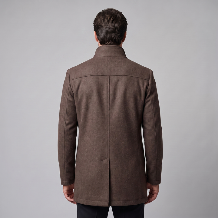 Ivor | Sharp Wool-Look Stand Collar Overcoat