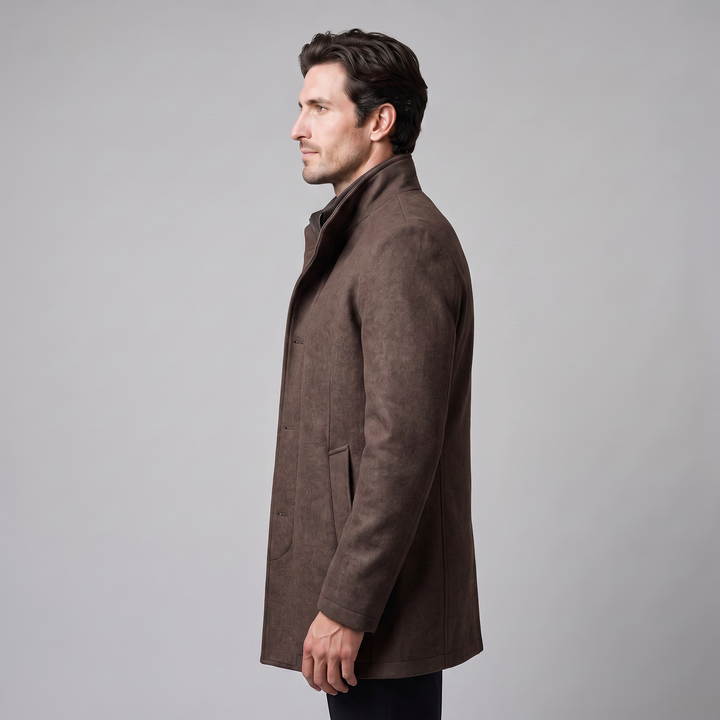 Ivor | Sharp Wool-Look Stand Collar Overcoat