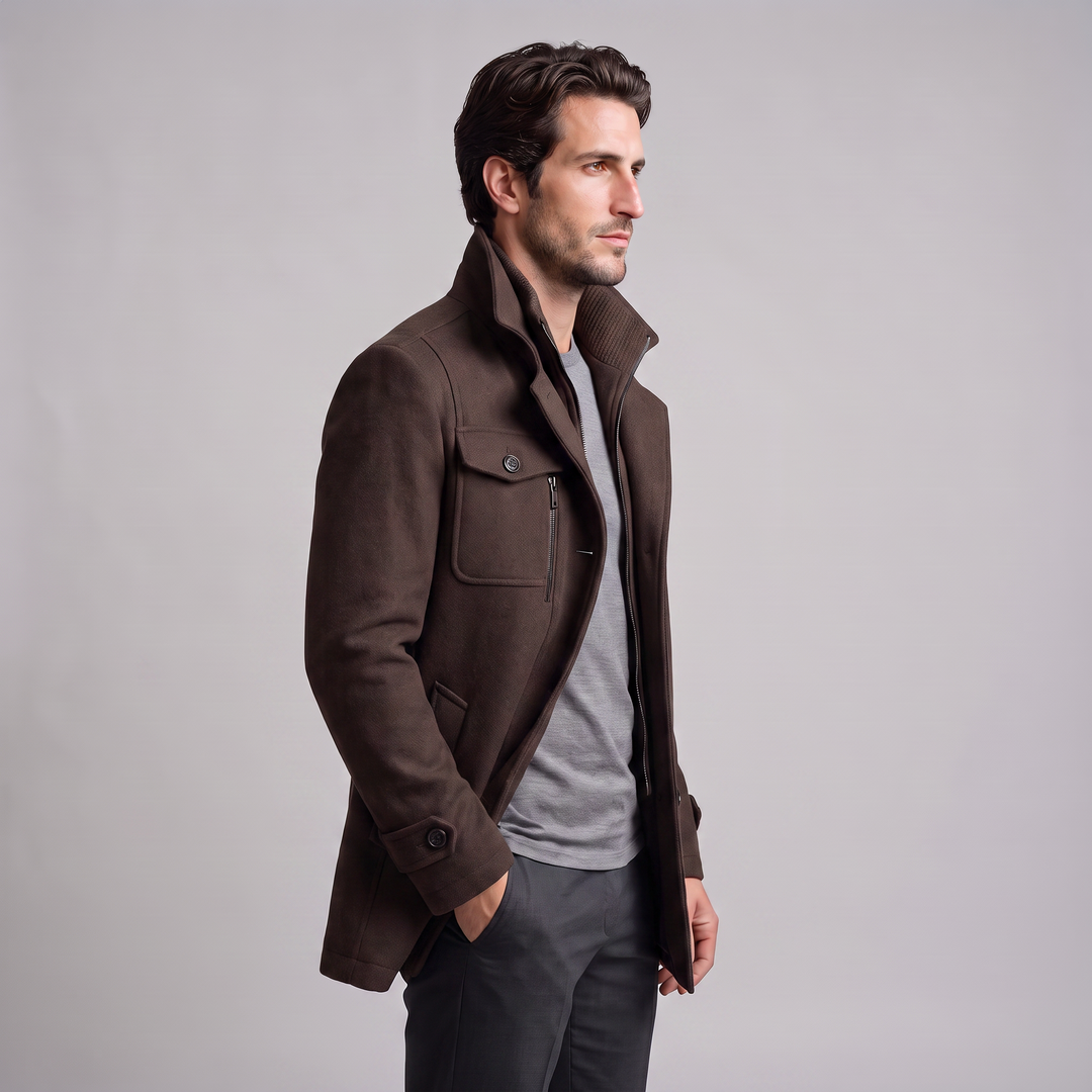 Ulric | Elegant Long Wool Overcoat for Men