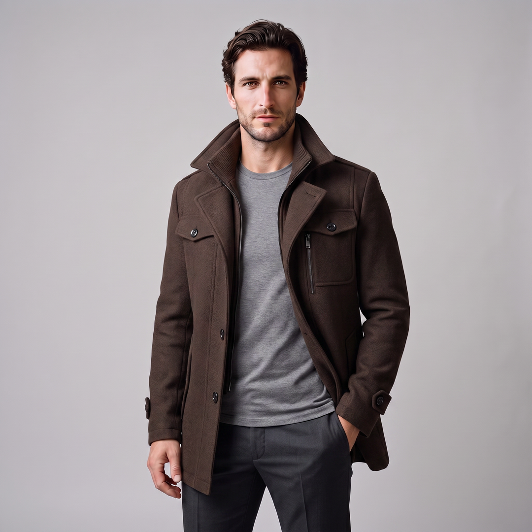 Ulric | Elegant Long Wool Overcoat for Men