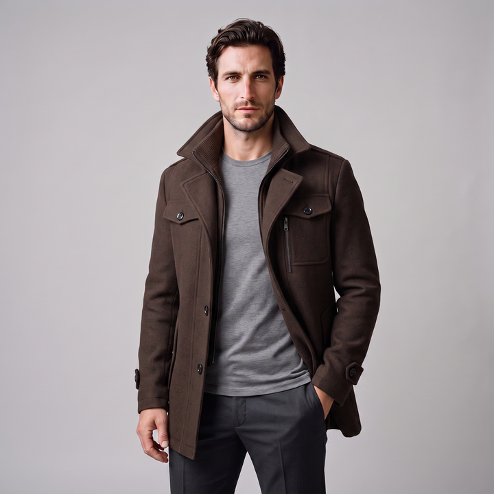 Ulric | Elegant Long Wool Overcoat for Men