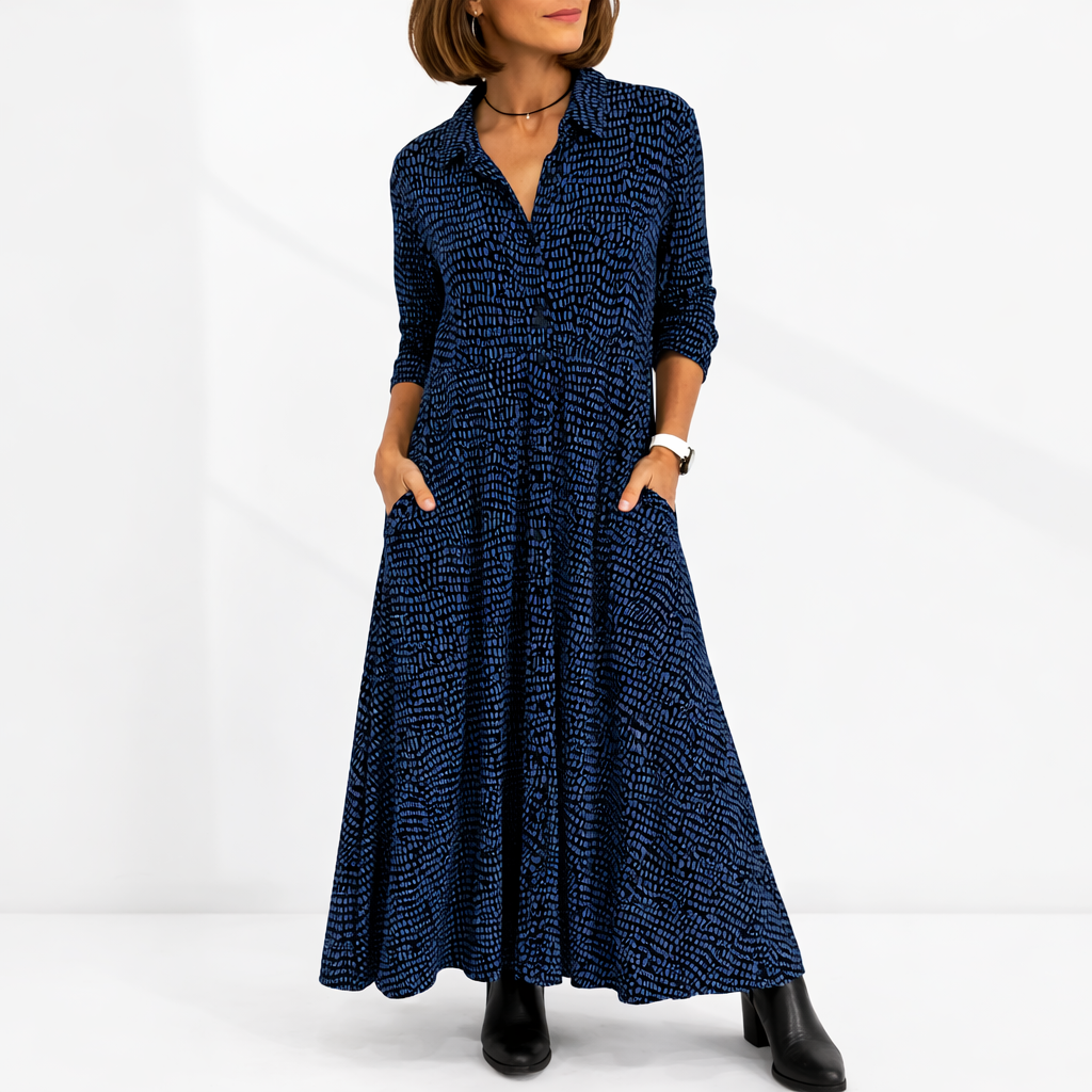 Seraphina | Refined Midi Shirt Dress with Long Sleeves