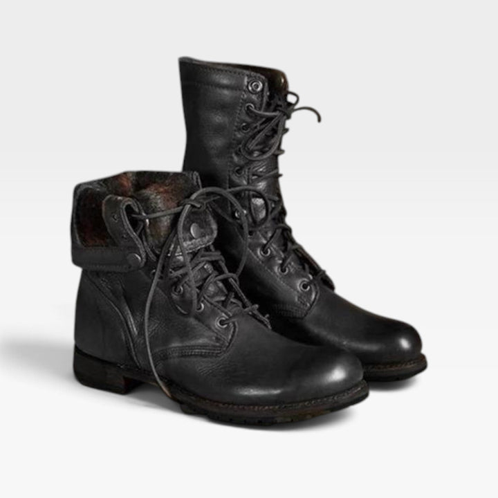 Hermione | Rugged Leather Lace-Up Combat Boots Women
