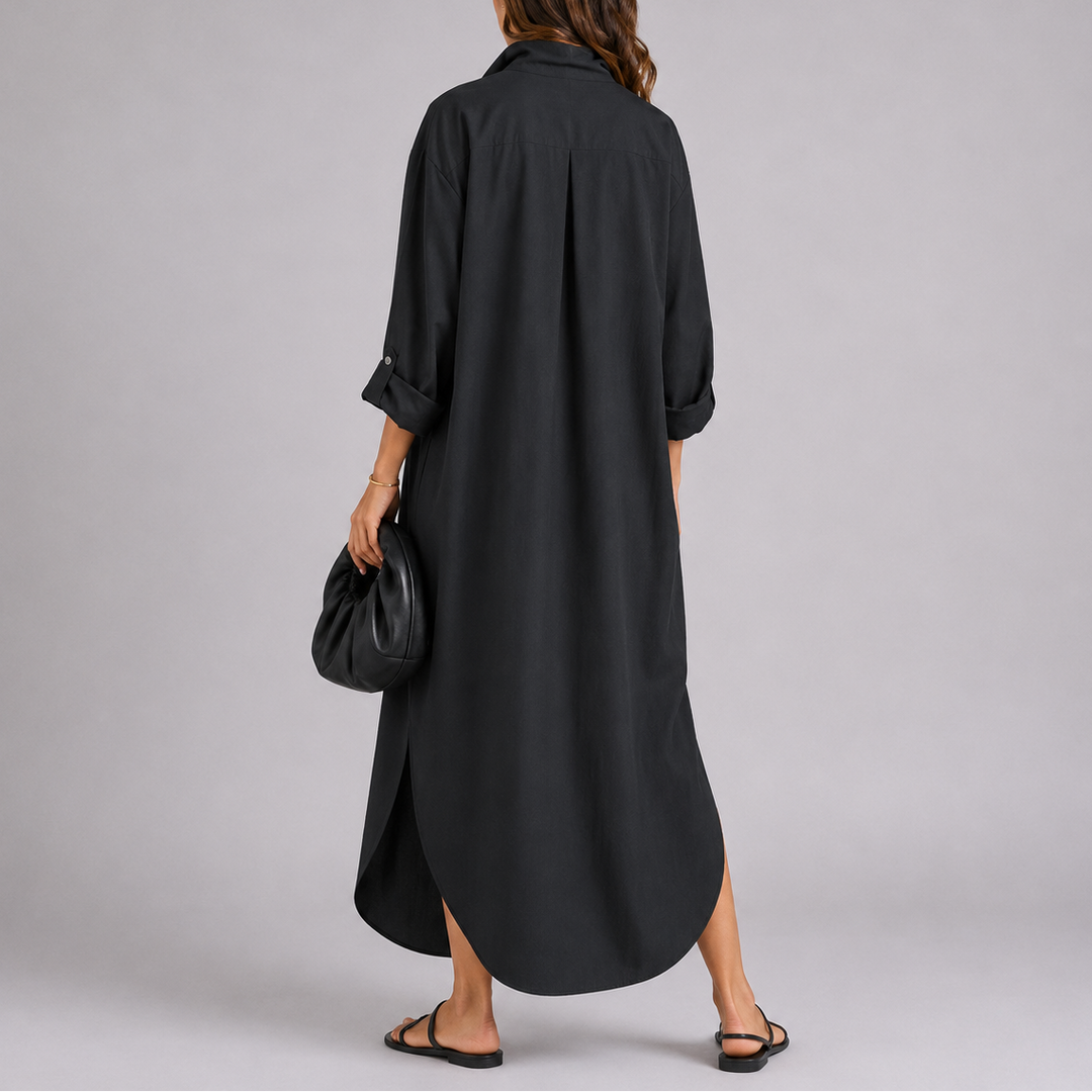 Hazel | Casual Long Sleeve Maxi Shirt Dress