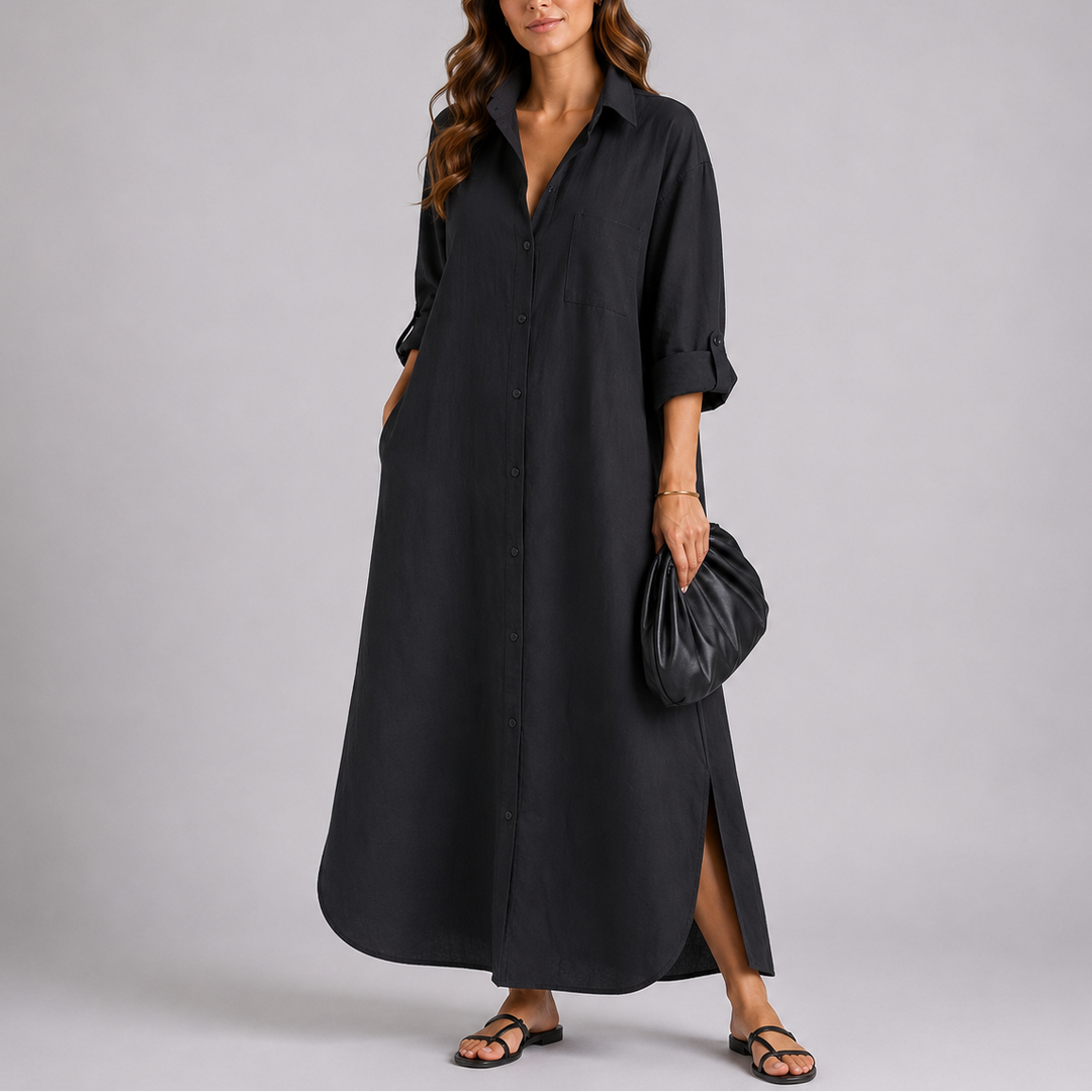 Hazel | Casual Long Sleeve Maxi Shirt Dress
