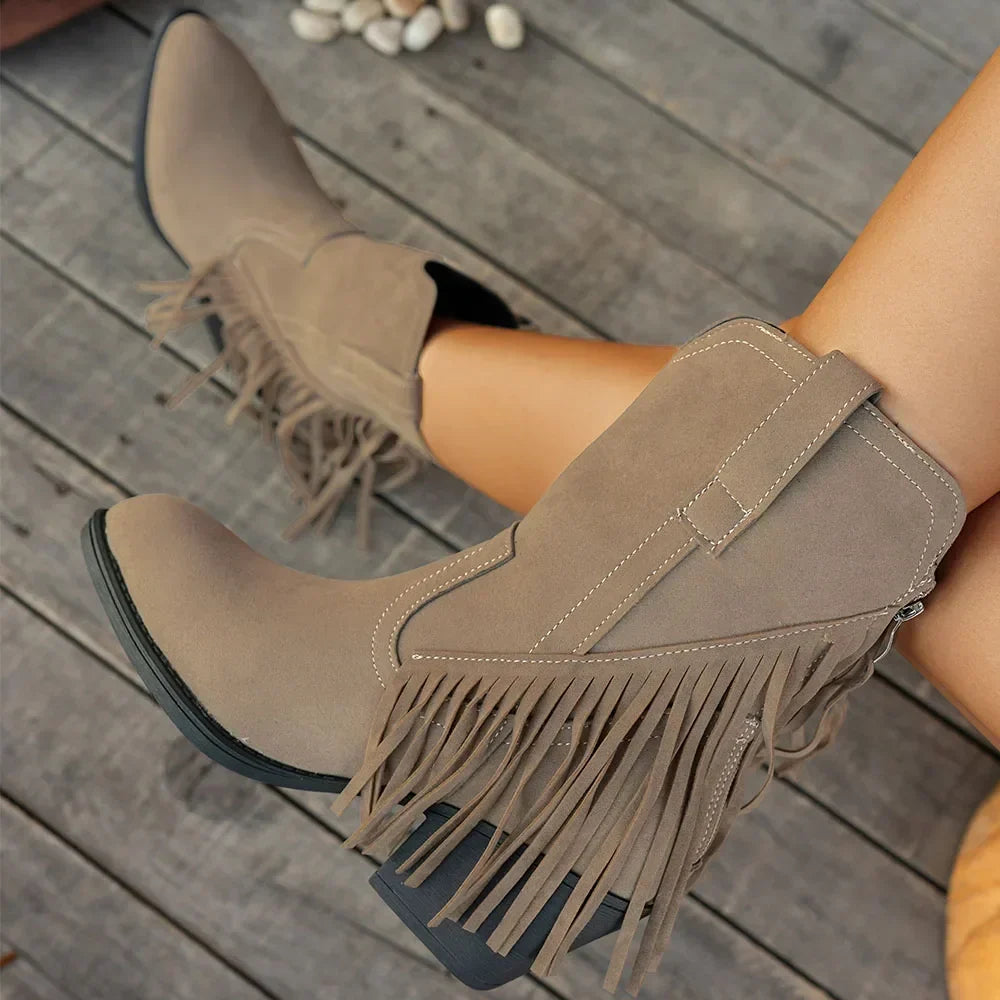 Roxane | Statement Fringe Suede Cowboy Boots