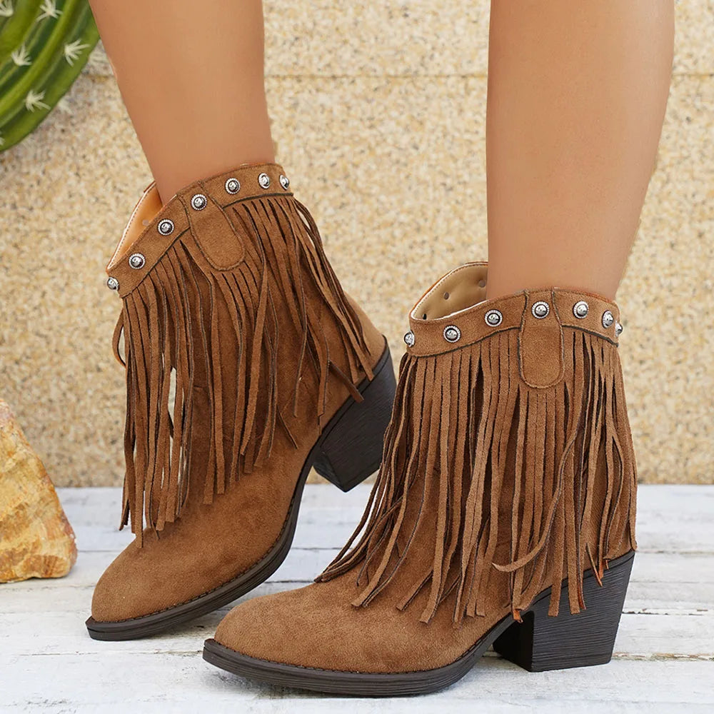 Roxane | Statement Fringe Suede Cowboy Boots