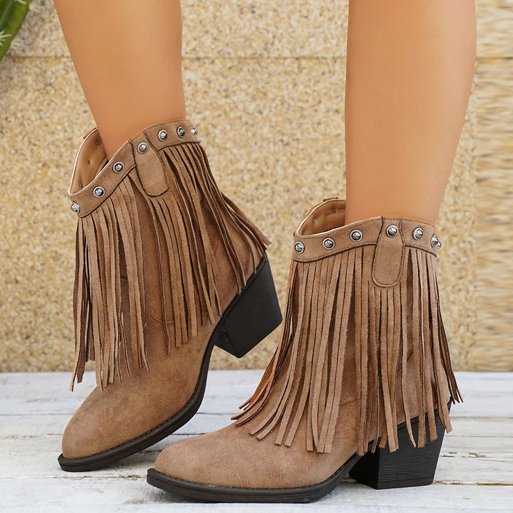 Roxane | Statement Fringe Suede Cowboy Boots