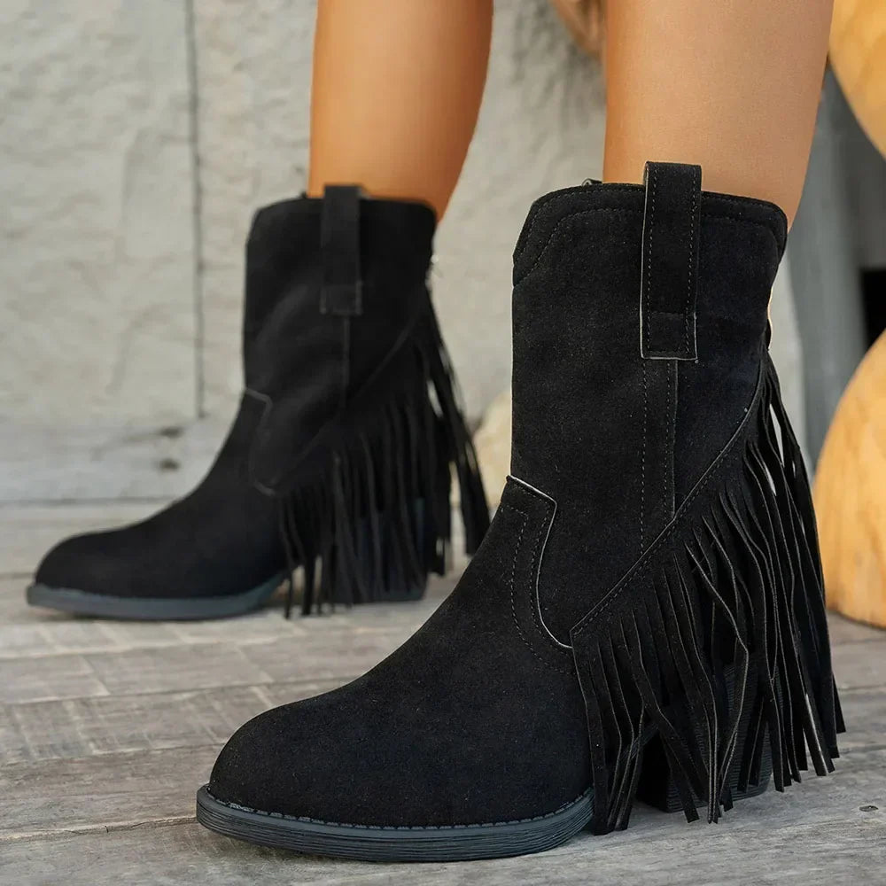 Roxane | Statement Fringe Suede Cowboy Boots