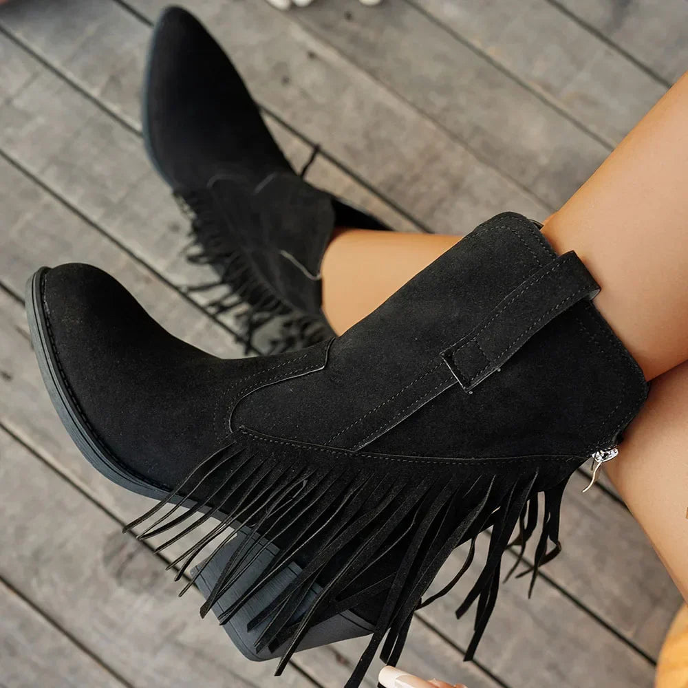 Roxane | Statement Fringe Suede Cowboy Boots