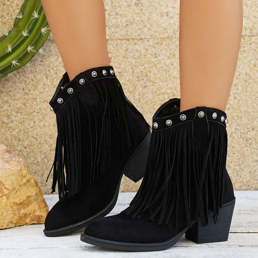Roxane | Statement Fringe Suede Cowboy Boots