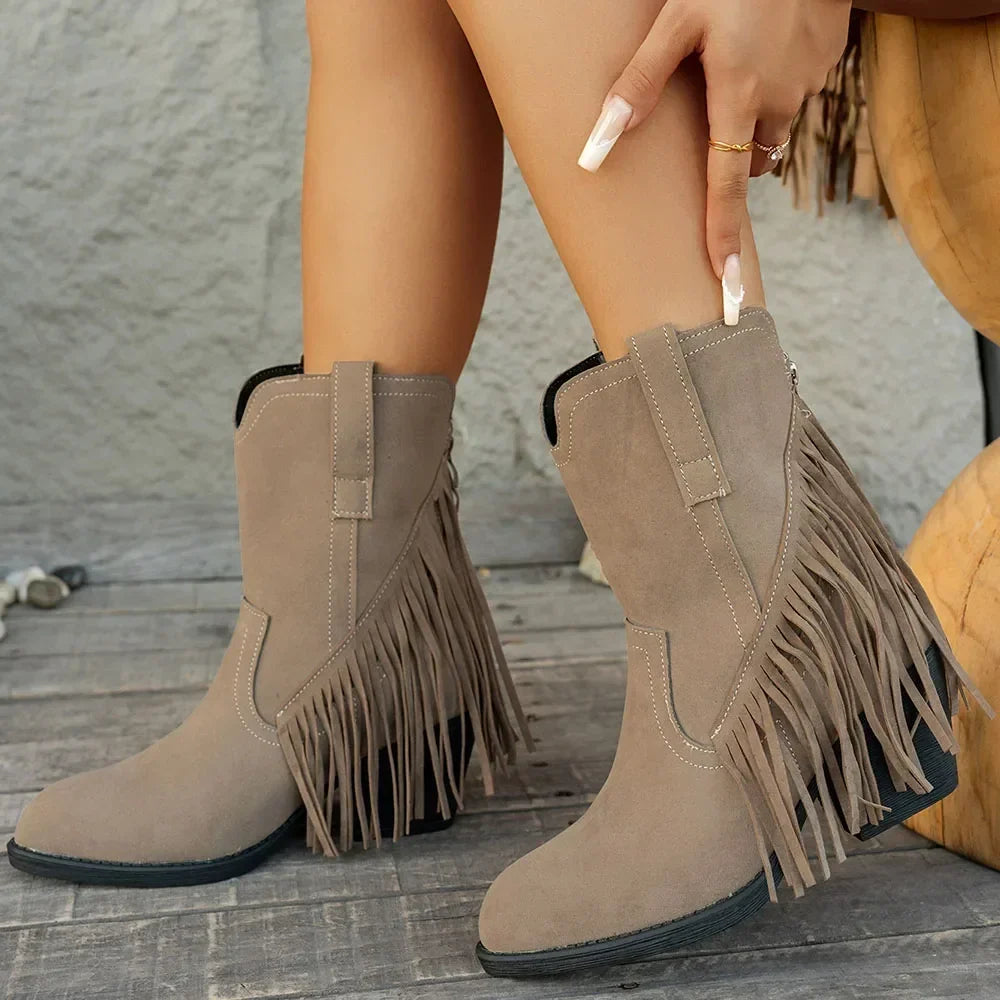 Roxane | Statement Fringe Suede Cowboy Boots