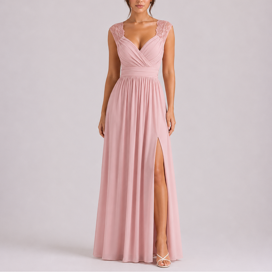 Georgina | Timeless Lace Shoulder Maxi Evening Dress