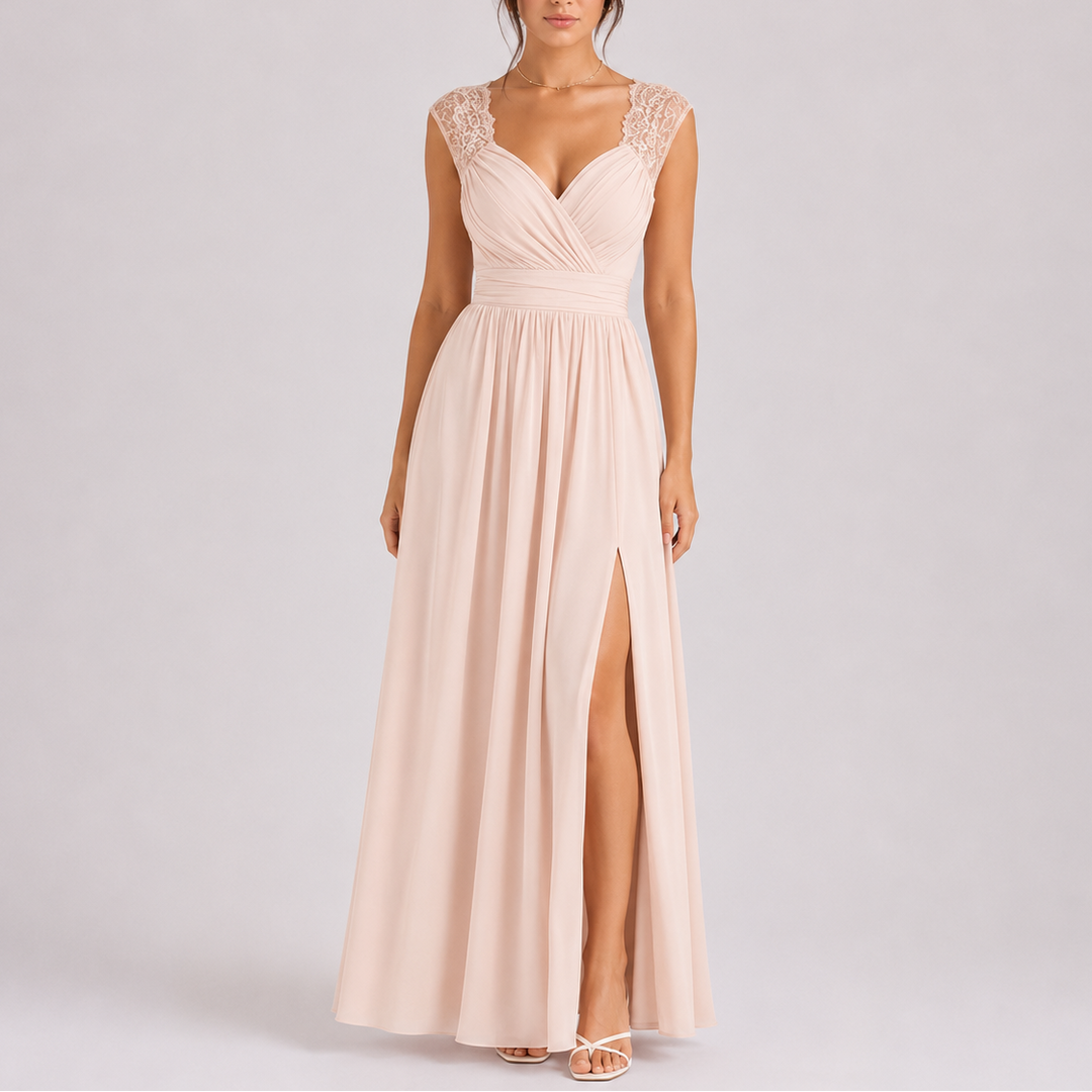 Georgina | Timeless Lace Shoulder Maxi Evening Dress