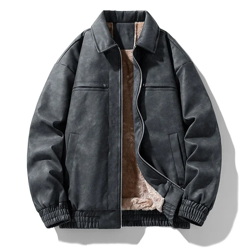 Rhys | Warm Faux Shearling Leather Jacket for Men