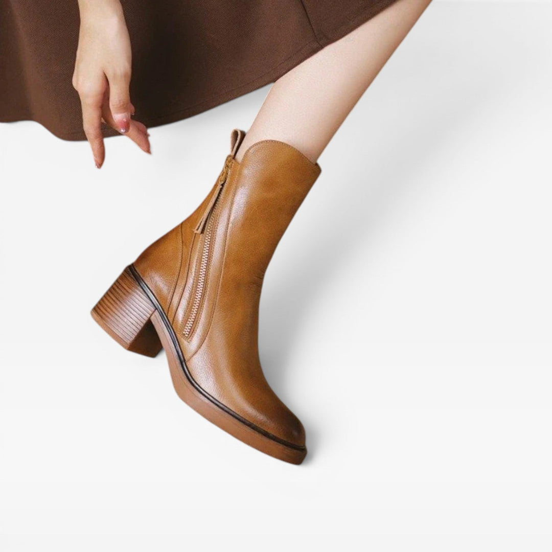 Tamsin | Sculptural Western Leather Block Heel Boots