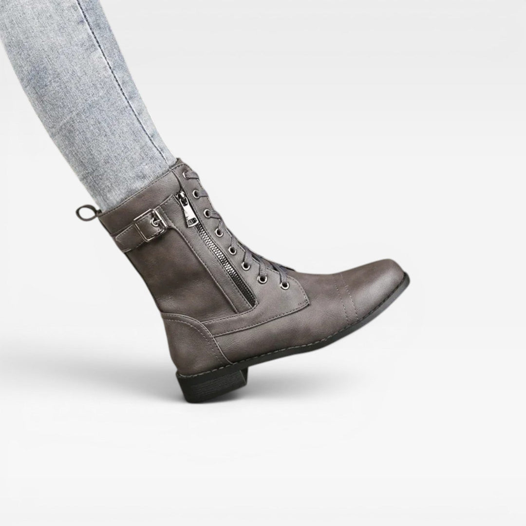 Aurelia | Rugged Combat Leather Lace Up Boots