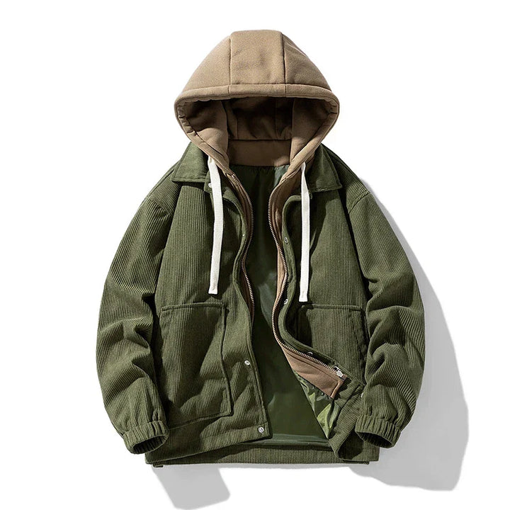 Xavier | Rugged Corduroy Hooded Jacket for Men