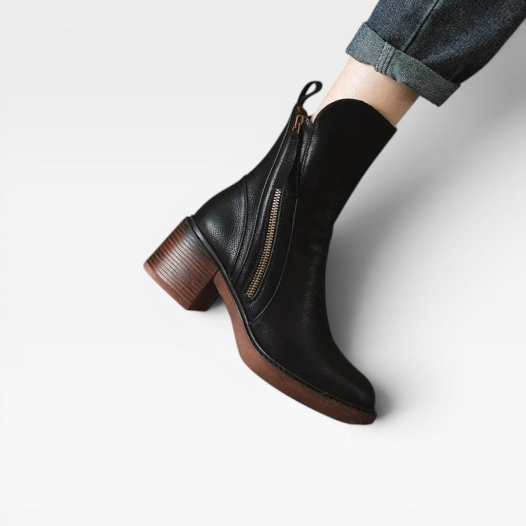 Tamsin | Sculptural Western Leather Block Heel Boots