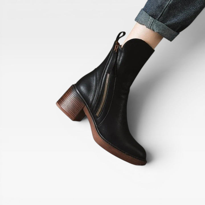 Tamsin | Sculptural Western Leather Block Heel Boots