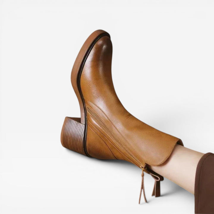 Tamsin | Sculptural Western Leather Block Heel Boots