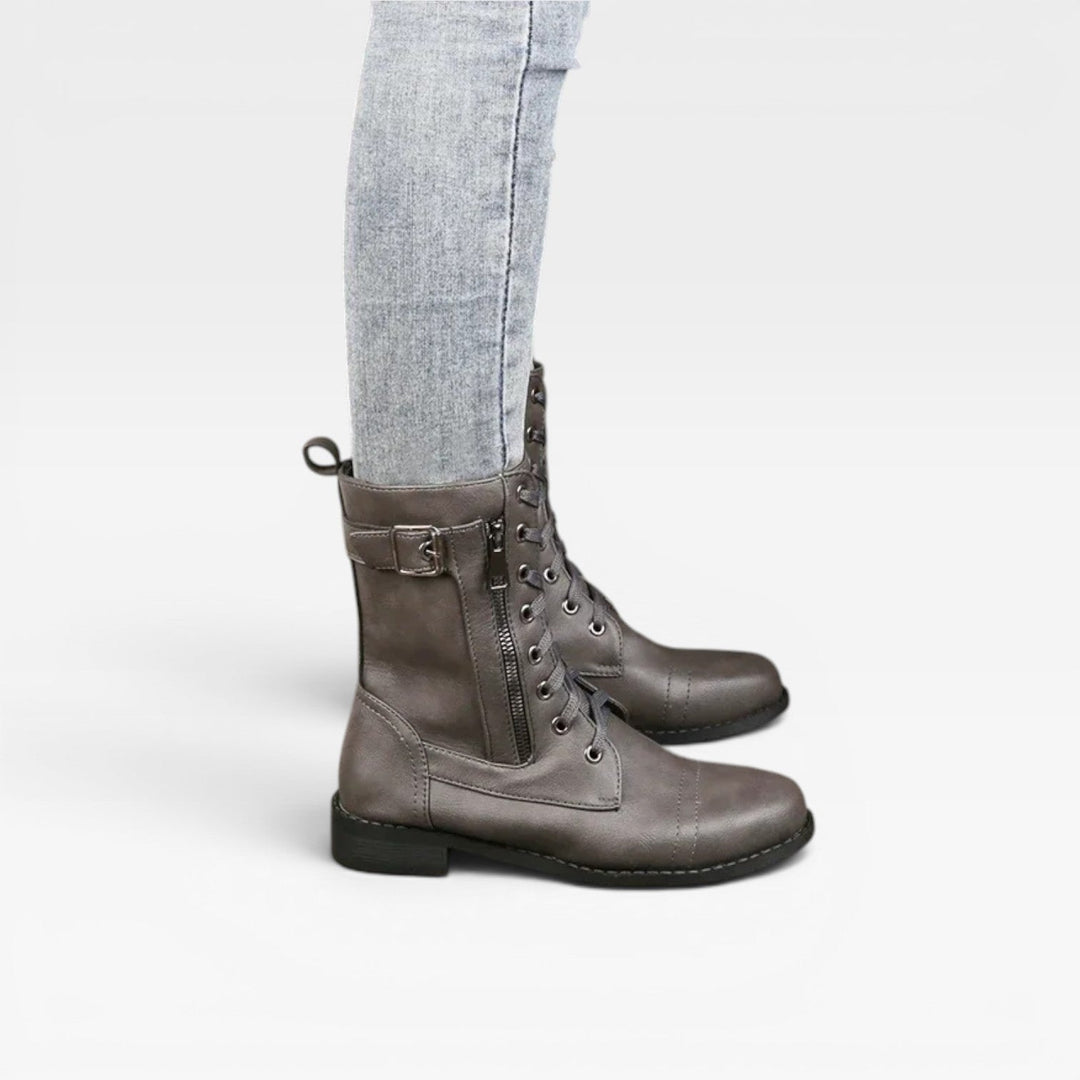 Aurelia | Rugged Combat Leather Lace Up Boots