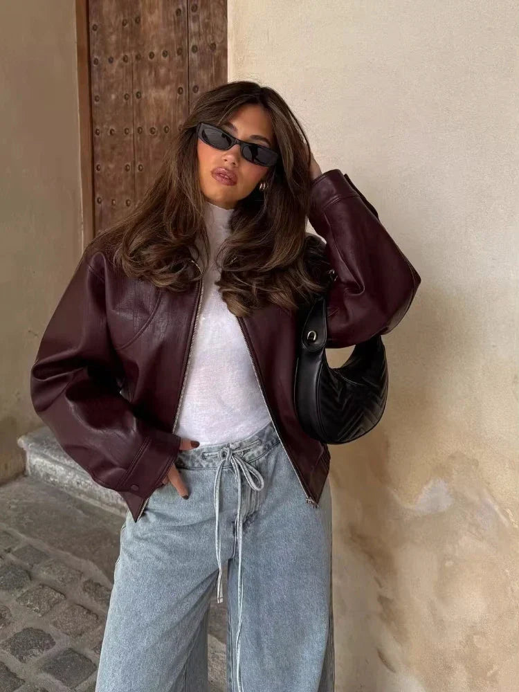 Audrina | Relaxed Oversized Leather Jacket