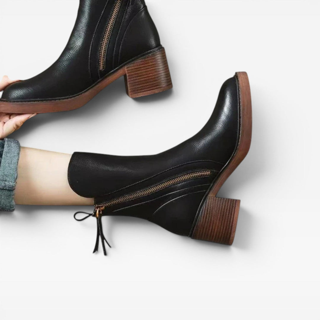 Tamsin | Sculptural Western Leather Block Heel Boots