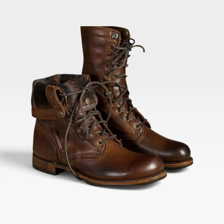 Hermione | Rugged Leather Lace-Up Combat Boots Women