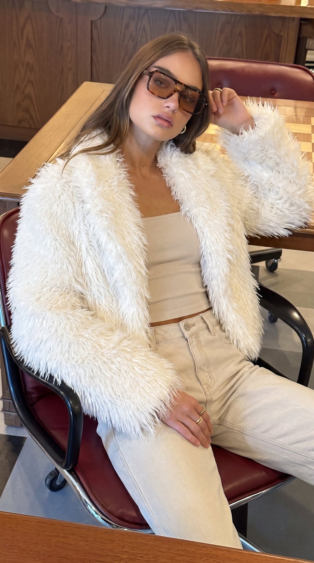 Sophie | Elegant Cropped Faux Fur Jacket for Women