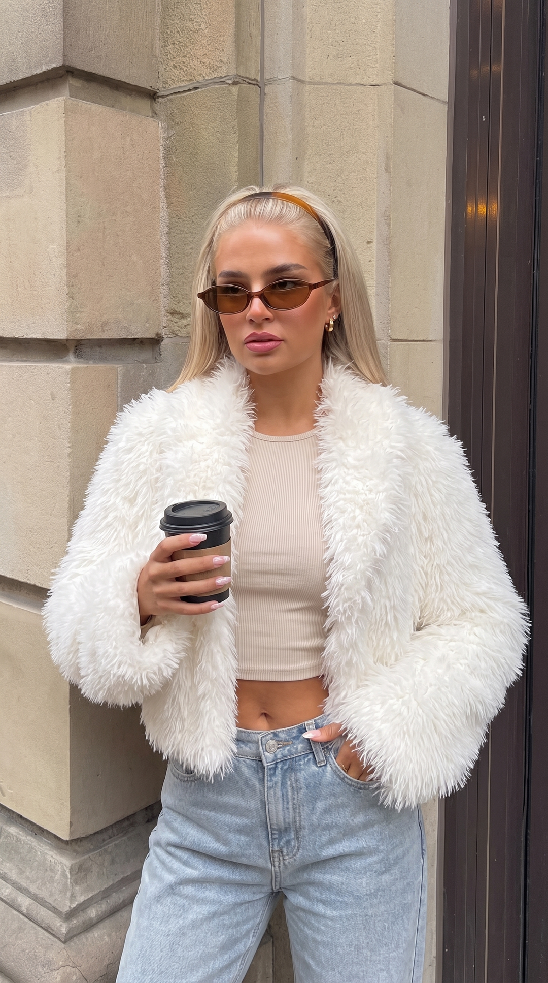Sophie | Elegant Cropped Faux Fur Jacket for Women