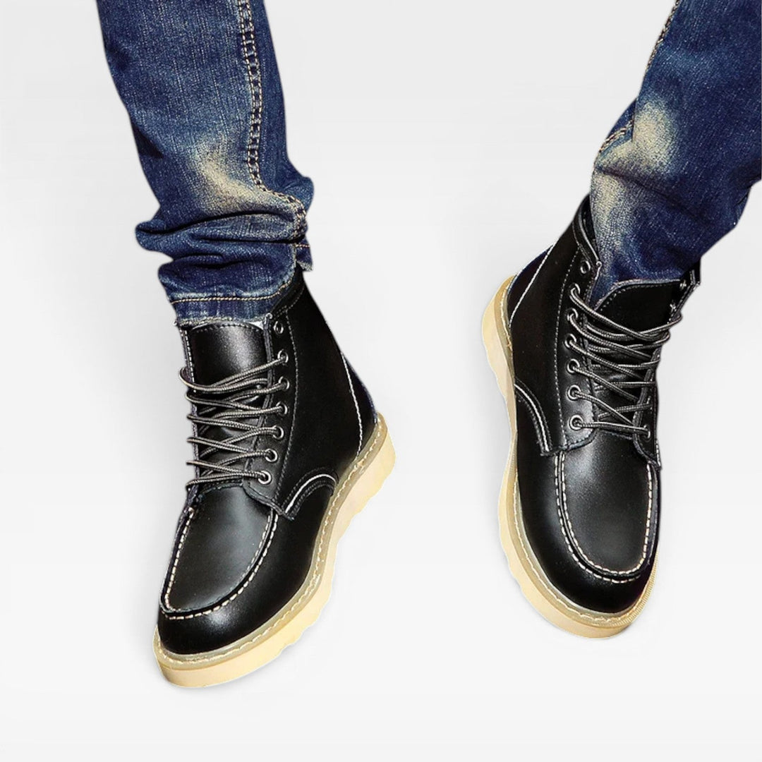 Archer | Sturdy Moc Toe Leather Mens Boots