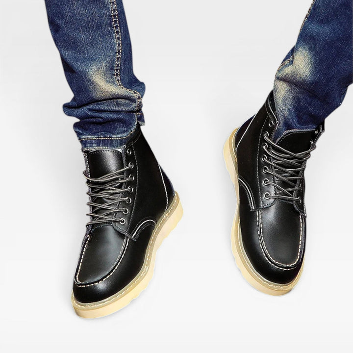 Archer | Sturdy Moc Toe Leather Mens Boots