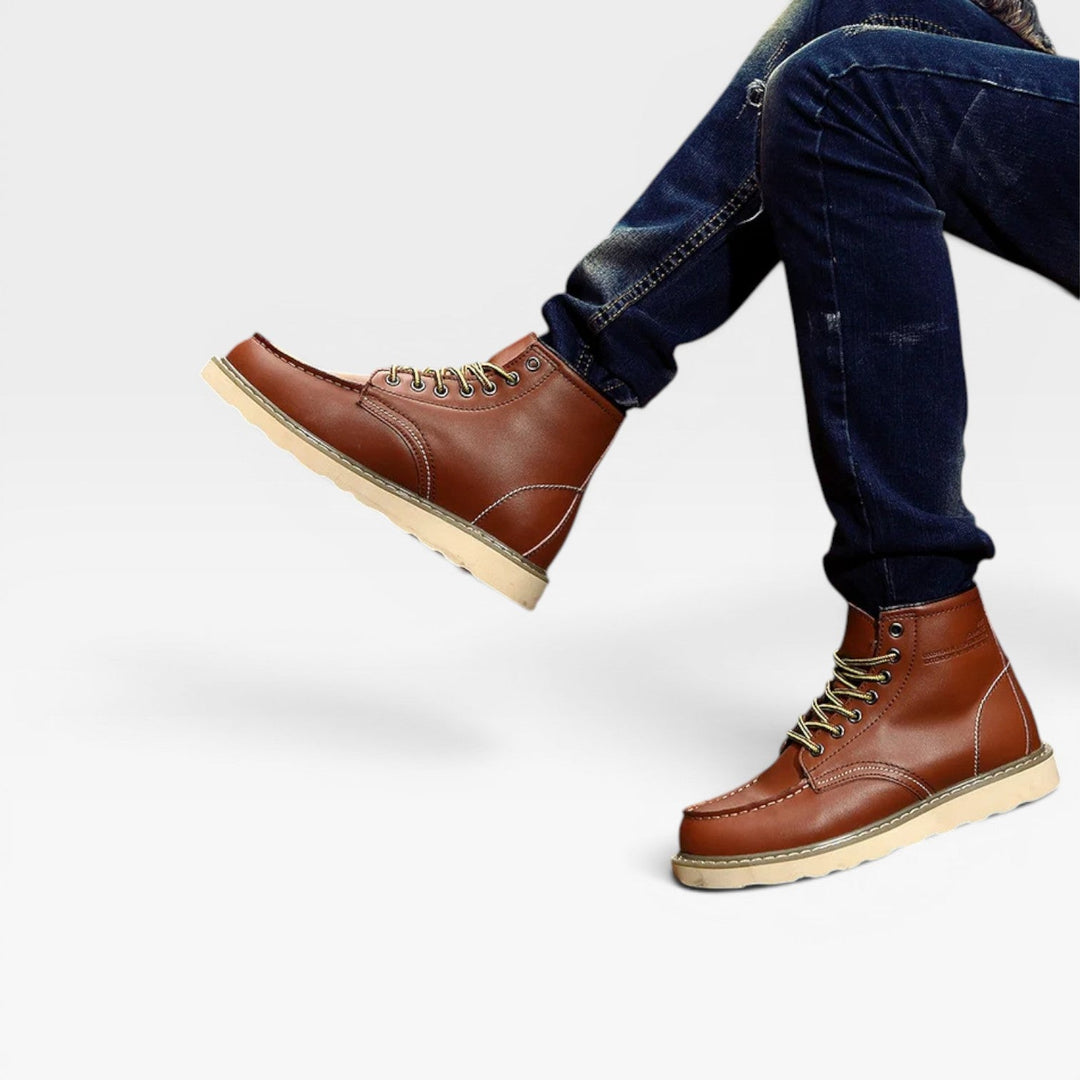 Archer | Sturdy Moc Toe Leather Mens Boots