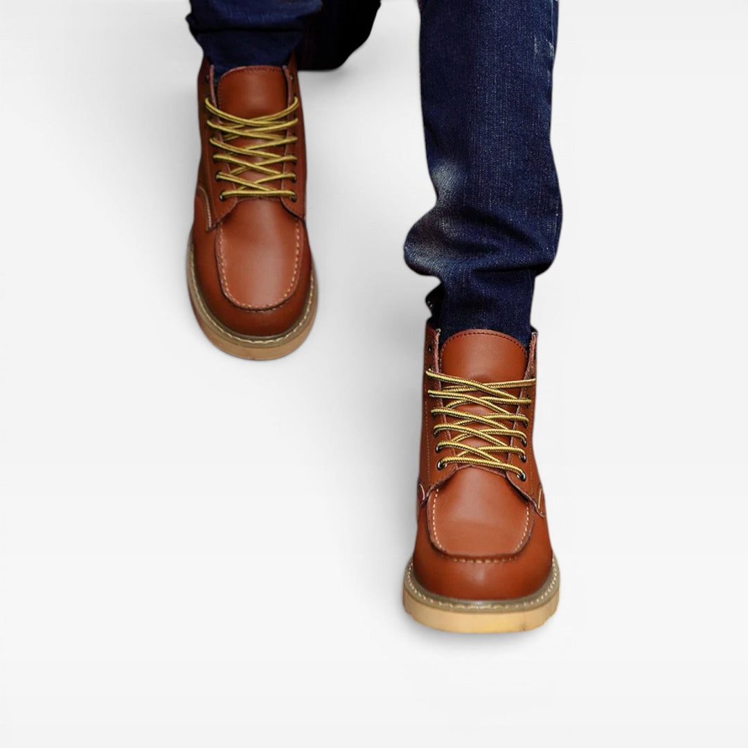 Archer | Sturdy Moc Toe Leather Mens Boots