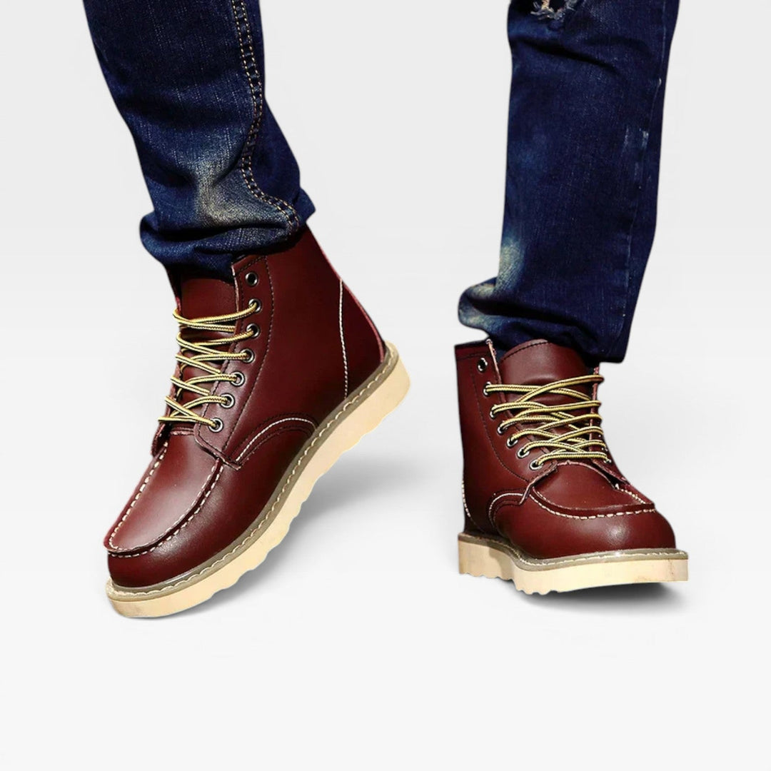 Archer | Sturdy Moc Toe Leather Mens Boots