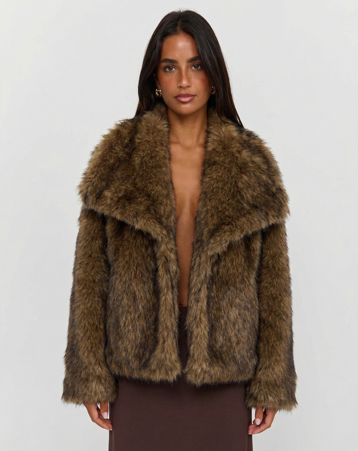 Felicity | Chic Cropped Faux Fur Coat For Women