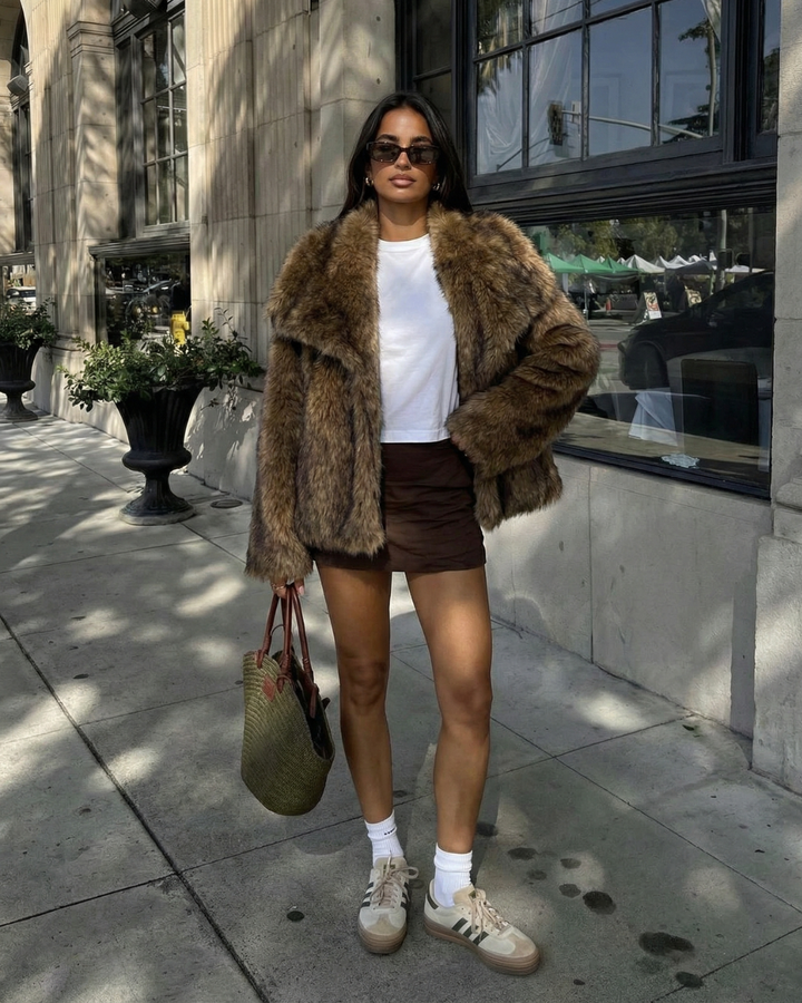 Felicity | Chic Cropped Faux Fur Coat For Women