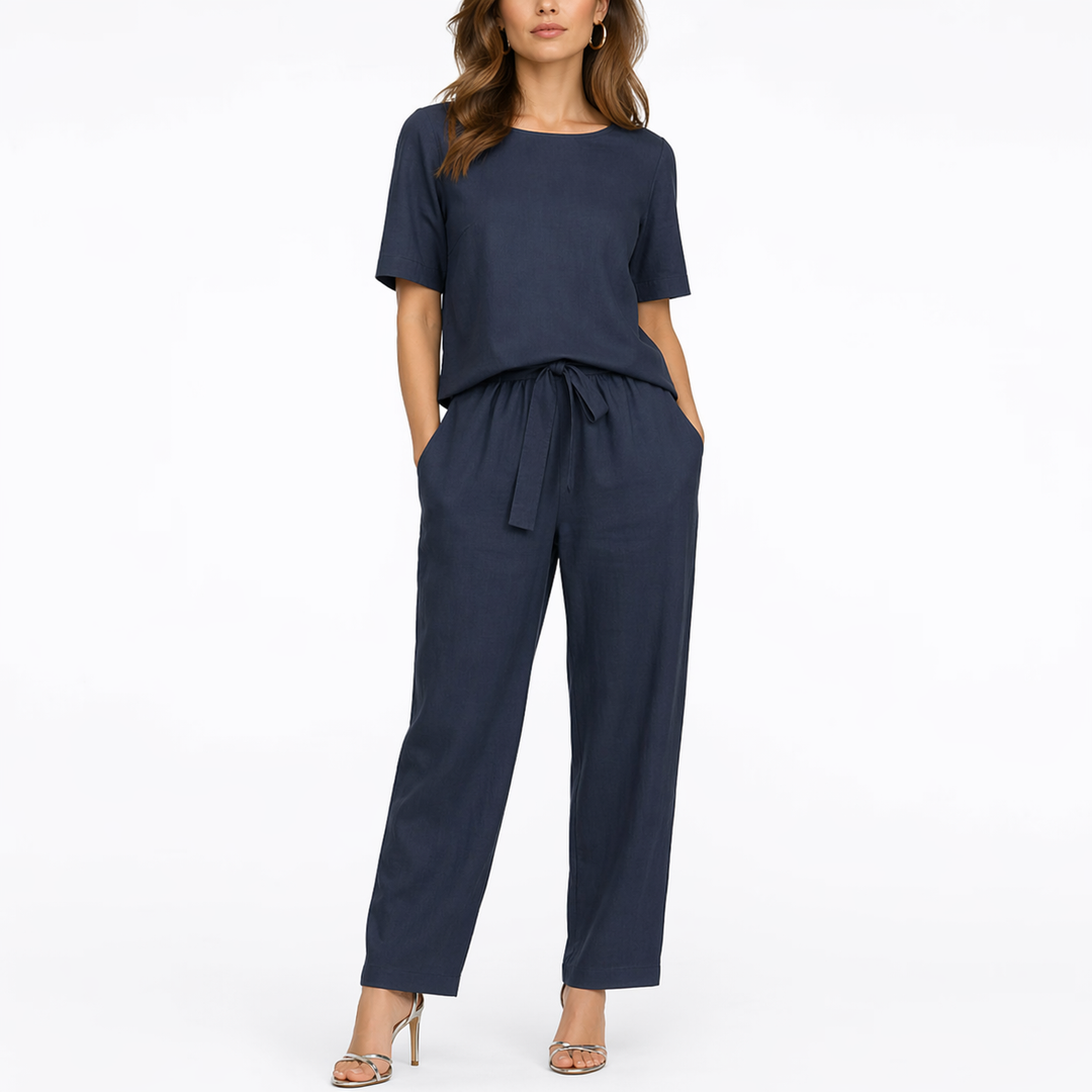 Hazel | Effortless Short Sleeve Top and Trouser Co-ord Set for Women