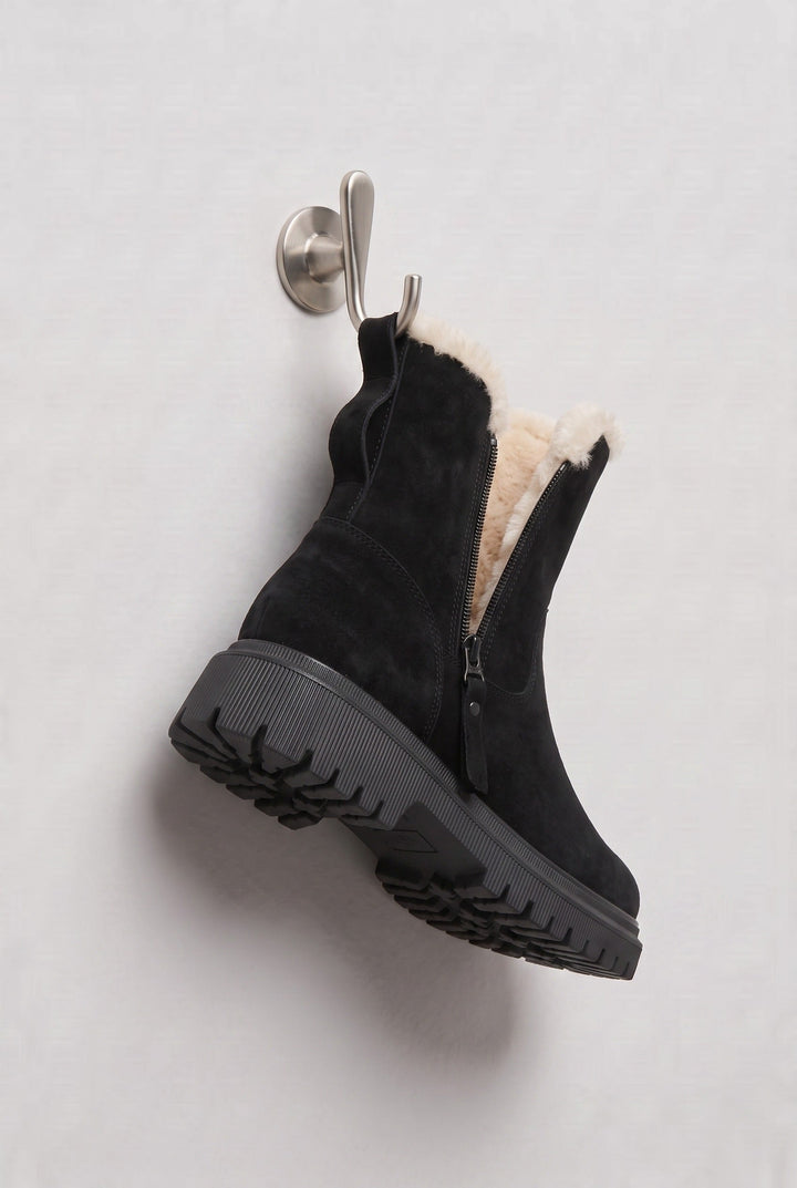 Thea | Cosy Faux-Fur Trim Ankle Boots Chunky Sole