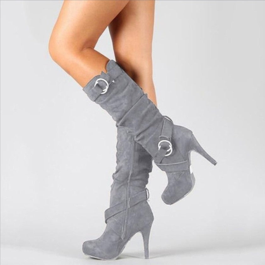 Freya | Bold Suede Knee-High Stiletto Boots
